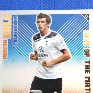 GARETH BALE - Carta collezionabile di calciatori - Tottenham Hotspur, Real Madrid e Galles - Carta foil Topps Man of The Match - Regalo per i tifosi di calcio (OS01)