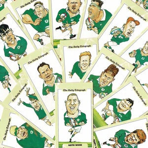 CARTÕES DE RUGBY IRLANDÊS - Copa do Mundo de Rugby Union 1995 - Conjunto de cartões comerciais do Daily Telegraph - Presente para jogador/fã do Ireland Rugby Union - Seis Nações (VC17)