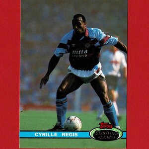 CYRILLE REGIS - Carta da gioco originale da calcio - West Bromwich Albion e Aston Villa F.C. - Topps Stadium Club - Regalo per tifosi di calcio (OS01)