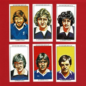 CHELSEA FC VOETBALLERS - Sun krantenvoetbalkaarten - Originele voetbalkaarten 1978/1979 - The BLUES cadeau voetbalfan voetbal (RI05)