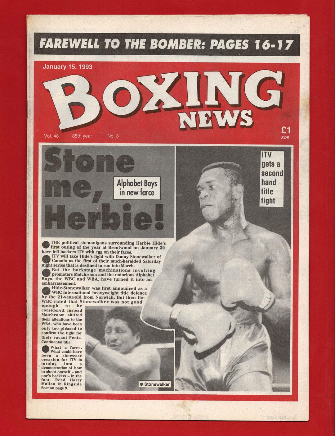 BOXING NEWS Jan. 1993 Original Boxing Publication - Herbie Hide - Larry ...