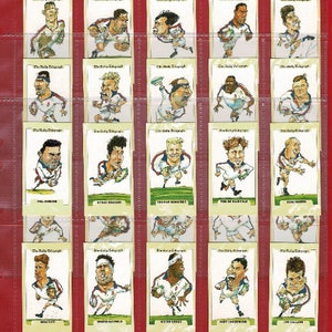 CARTES DE RUGBY ANGLETERRE - Jeu de cartes commerciales de la Coupe du monde de rugby du Daily Telegraph 1995 dans des pochettes en plastique - Joueurs de rugby à XV anglais (RY12)