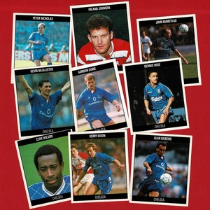 CHELSEA FC - Originele ORBIS-voetbalstickers uit 1990 - ruilkaarten voetbal - Divisie 1, Engelse competitie - cadeau Chelsea-voetbalfan (OS01)