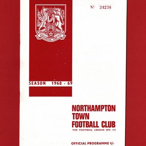 1968 Northampton Town v Tranmere Rovers Football Programme - MANCHESTER UNITED Pull Out with George Best, Denis Law - Soccer Gift (SR24)