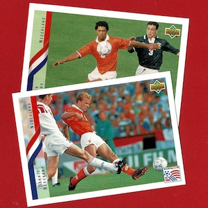 BERGKAMP & RIJKAARD (Holanda / Países Bajos) - Tarjetas coleccionables de futbolistas originales de 1994 - Copa Mundial de Fútbol de EE. UU. 1994 - Tarjetas de fútbol (OS01)