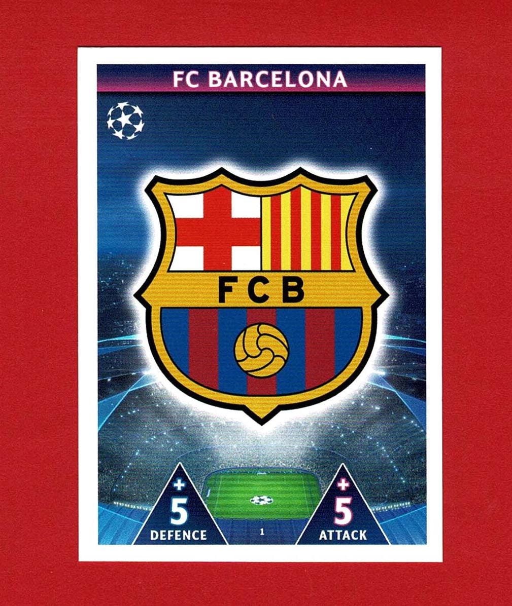 F.C. BARCELONA BADGE - Original Topps Football Trading Card