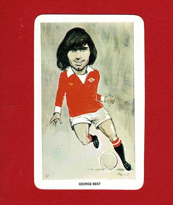 ジョージベスト　マンチェスターユナイテッド　足型 フットプリント レリーフ ジョージ・ベスト - 1970年代サッカートレードカード - ヴェノーラン