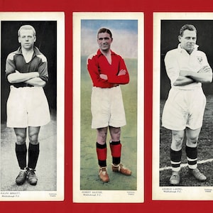 MIDDLESBROUGH F.C. TARJETAS DE FÚTBOL DE LA década de 1930 - Tarjetas vintage originales grandes - Retratos del panel de tiempos de actualidad - Tres jugadores - Regalo de fútbol (SK24)
