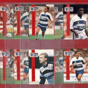 QUEEN'S PARK RANGERS F.C. - Carte da calcio originali Pro Set 1990 - Carte da gioco da calcio - Divisione 1 - Regalo per tifosi di calcio Q.P.R. (SH16)