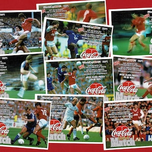 Tarjetas de FÚTBOL COCA-COLA - Juego de cartas de partido de fútbol de la Copa Mundial de EE.UU. '94 - Tarjetas comerciales sin usar de 1994 - Fútbol de EE.UU. (QG04)