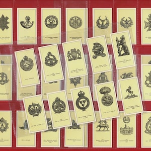 1938 MILITARY CARD SET - Original 50 Card Full Set - Territorial Regiment Cap Badges - Issued by Walters' Palm Toffee - Excellent  (OD01)