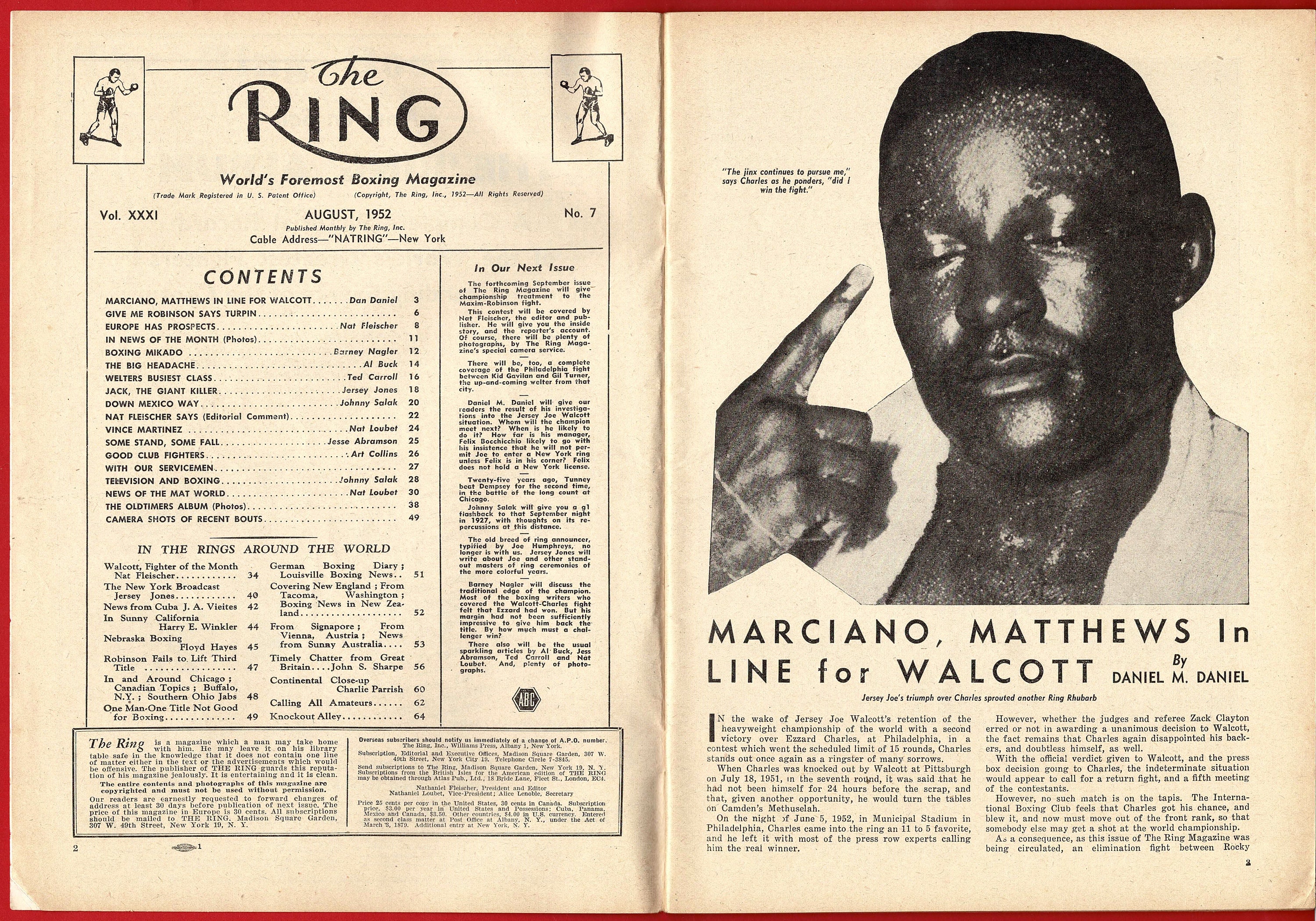 アメリカボクシング雑誌The RING 1952年6月号 アメリカボクシング雑誌The RING 1952年6月号