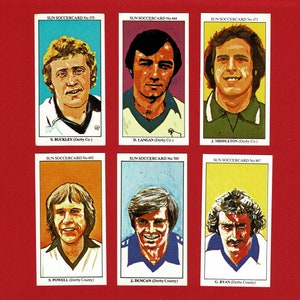 DERBY COUNTY FC FOOTBALLERS - Biglietti da calcio Sun Newspaper, biglietti originali 1978/1979, regalo per fan di calcio di Rams Football (RI05)