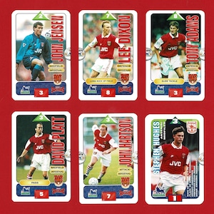 Carte collezionabili dell'ARSENAL FOOTBALL CLUB - Carte da calcio originali Subbuteo Squads del 1996 - Carte britanniche - Regalo per i tifosi dei Gunners (OS01)