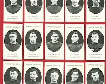 MIDDLESBROUGH F.C. - FOOTBALL Card Set - Taddy Prominent Footballers Reprint Card Set by Nostalgia Cards - Football Team Players  (PC02)
