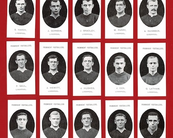 LIVERPOOL F.C. - FOOTBALL Card Set - Taddy Prominent Footballers Reprint Card Set by Nostalgia Cards - Football Team Players  (PC02)