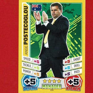 ANGE POSTECOGLOU - Carta da gioco originale di un calciatore - Allenatore Australia e Spurs - Topps - Regalo per tifosi di calcio della Coppa del mondo (OS01)
