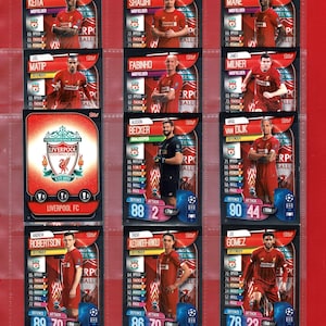 18 tarjetas coleccionables de fútbol de la Liga de Campeones del LIVERPOOL F.C. - Tarjetas originales Topps Match Attax - Regalo para aficionados al fútbol (OS01)