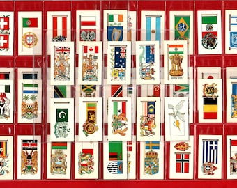 FLAGS and EMBLEMS of The WORLD - Originele Tea Trade-kaartenset - Brooke Bond - Originele theekaartenset 1967 - Meer dan 50 jaar oude kaarten (OS01)