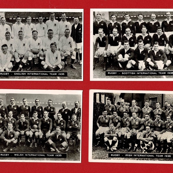 INTERNATIONAL RUGBY TEAM Cards - Original 1930's Cigarette Tobacco Photographic Cards - Ardath - England Scotland Ireland Wales (VC09)