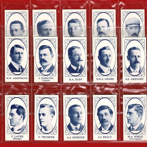 AUSTRALIAN CRICKETTEAM 1905 - Cricketer Trade-kaartenset - Universal Sigarette Card Co. - Vroege cricketspelers. Cadeau cricketfan. (US07)