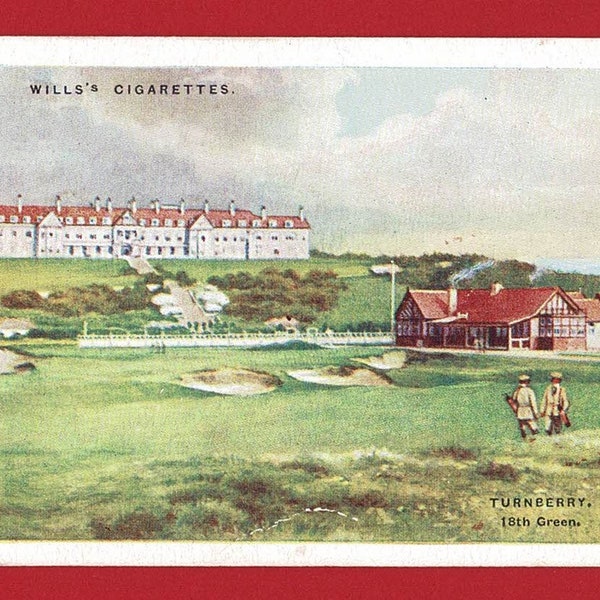 Parcours de golf de Turnberry - carte de golf vintage - carte de tabac cigarette originale des années 1920 - Wills « Golf » - Old British Golf Collectable (LG13)