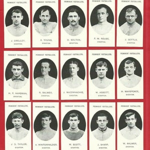 EVERTON F.C. - Set di carte CALCIO - Set di carte ristampa Taddy Prominent Footballers di Nostalgia Cards - Giocatori della squadra di calcio - Regalo per tifosi (PC02)