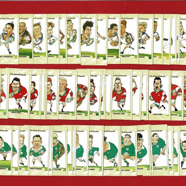 WORLD CUP RUGBY Card Sets - England Wales Ireland. 1995 Daily Telegraph Rugby Union Trade Cards - Rugby Union - Rugby Player Gift (VC17)