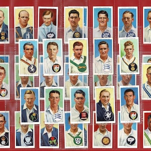 Vintage CRICKETERS 1938 Original Zigaretten-Tabak Cricket Karten-Set John Players Englische & Australische Spieler inkl DON BRADMAN (OS01)