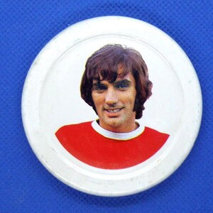 GEORGE BEST - Original 1970er Jahre Football Marmeladenglas Deckel - Nordirland & Manchester United Fußballer - Knappes Sammlerstück von Cadbury (XO01)