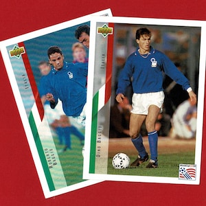 THE BAGGIO BROTHERS (Italië) - Originele ruilkaarten voor voetballers uit 1994 - Roberto & Dino - Wereldbeker VS '94 - voetbalkaart voetbal (OS01)