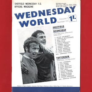1970 SHEFFIELD WEDNESDAY v SPURS Fußballprogramm - Tottenham Hotspur F.C. - 30.03.1970 - Clean & Tidy - Fussball Fan Geschenk (SR43)