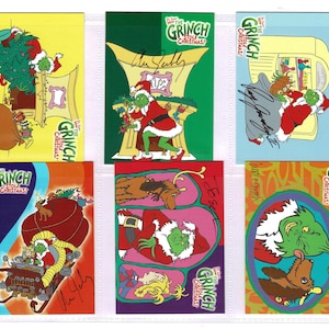 6 x AUTOGRAMM SAMMELKARTEN - Dr. Suess - Wie der Grinch Weihnachten stahlen - Signiert von den Künstlern - Echte Originale (NV01)