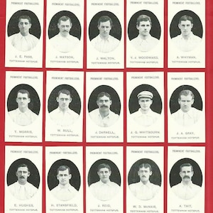 TOTTENHAM HOTSPUR F.C. - Set di carte CALCIO - Set di carte ristampa Taddy Prominent Footballers di Nostalgia Cards - Giocatori della squadra di calcio (PC02)