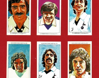 SPURS FOOTBALLERS - Original 1978/1979 Football Cards - Sun Newspaper Soccer Cards - Tottenham Hotspur F.C. Soccer Fan Gift (RI05)