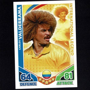 CARLOS VALDERRAMA - Tarjeta coleccionable original de futbolista colombiano - COLOMBIA - Topps - Regalo para fanáticos del fútbol de la Copa Mundial (OS01)