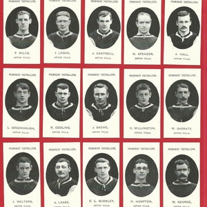 ASTON VILLA F.C. - Set di carte da CALCIO - Ristampe di calciatori famosi di Taddy - Giocatori di squadre di calcio - Regalo per fan dei cattivi (PC02)