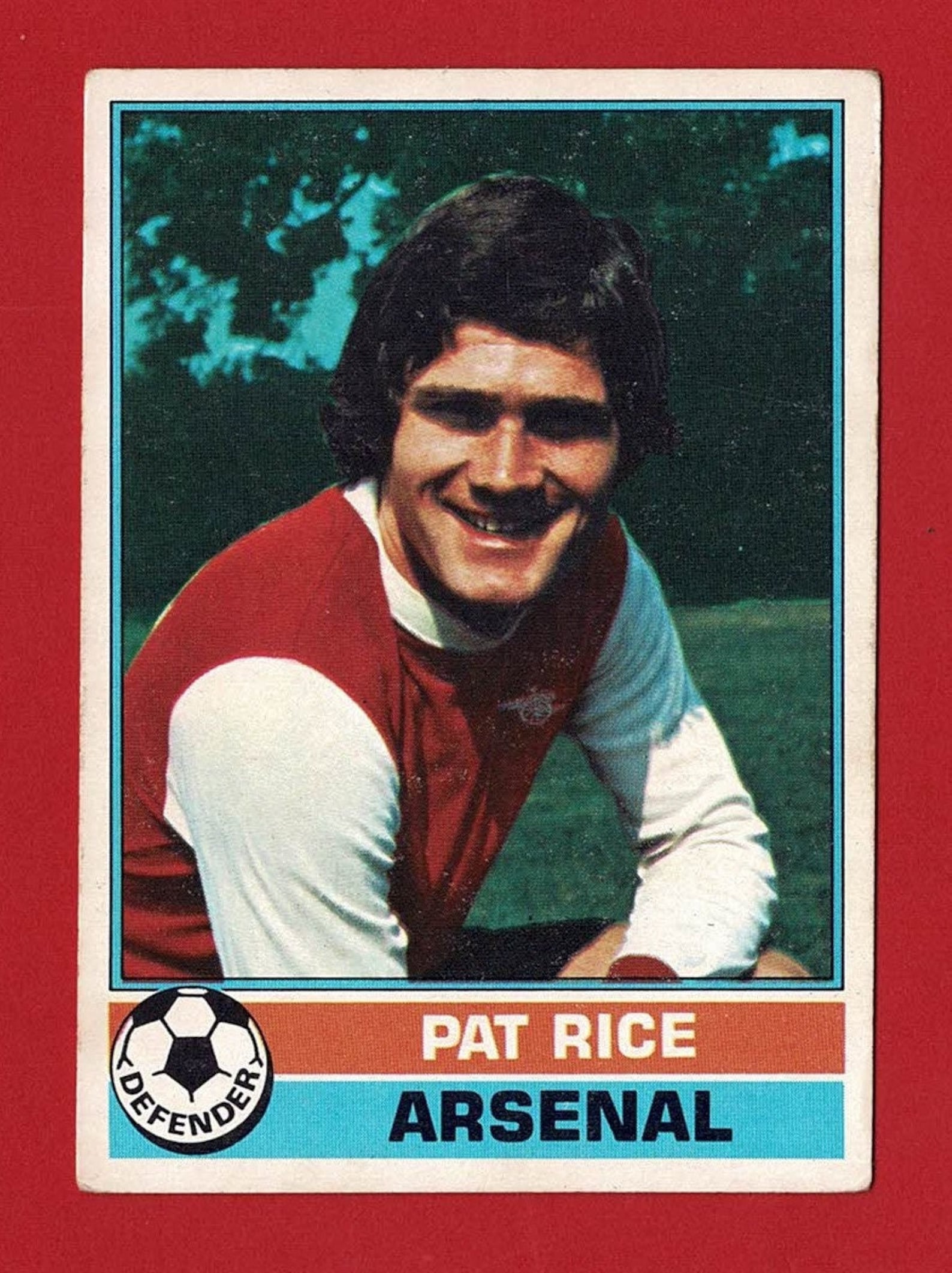 PAT RICE - ORIGINAL 1977 Footballer Gum Card - Arsenal Football Club ...