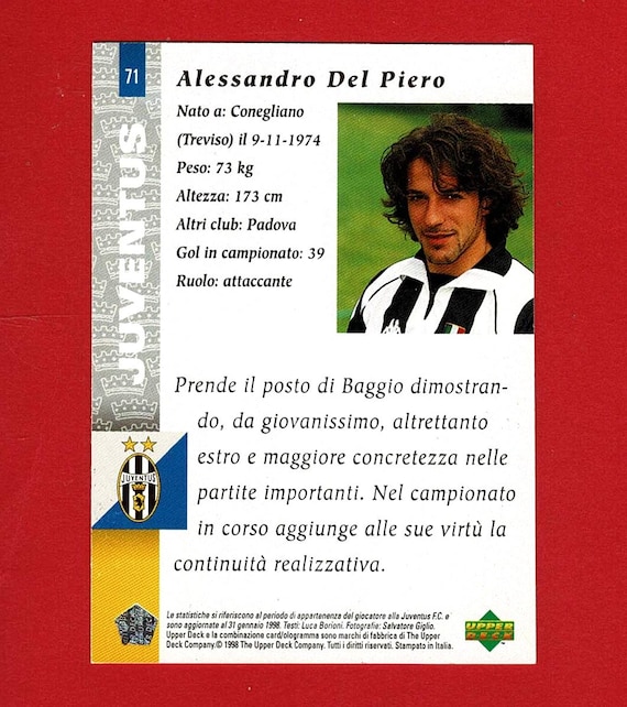ALESSANDRO DEL PIERO (italy) - Footballer Trading Card - Italian