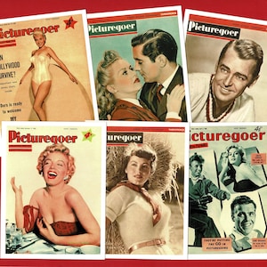 ESTRELAS DE CINEMA - 6x Picturegoer Magazine Cover Postcards Inc. Marilyn Monroe, Belinda Lee, Ava Gardner, Betty Grable - Hollywood (OS01)