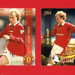 O Garoto do Johan! JORDI CRUYFF - Cartões Originais de Jogador de Futebol de 1998 - Manchester United Football Club - Cartões Futera - Presente de Futebol (OS01)