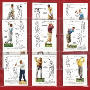 GOLFKAARTEN - ORIGINELE 1939 Sigarettentabakkaarten - Golfers & Golf Shots - John Players - Hoge waarde vintage golfkaarten. Golfercadeau (SM10)