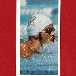 DAVID WILKIE - ZWEMMEN Trade Card - Olympische Greats - 1979 British Tea Card - Britse zwemmer gouden medaillekampioen - Brooke Bond Tea (OS01)