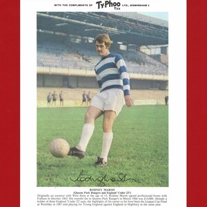 ロドニー・マーシュ Q.P.R. - オリジナル X.L. 1969 サッカー選手カード - クイーンズ・パーク・レンジャーズ F.C. - Typhoo Tea プレミアム サッカーカード - サッカーファン (XO01)