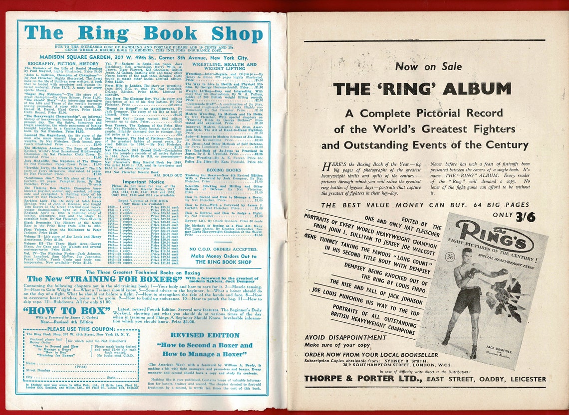 GOLDEN AGE 1950'S The Ring Boxing Magazine's Joe Louis & A Jack Dempsey