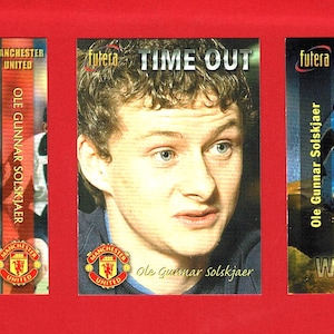 OLE GUNNAR SOLSKJAER - Cartões de Futebol Originais de 1998 - Manchester United Football Club - Cartões Futera x3 - Presente de Futebol (OS01)