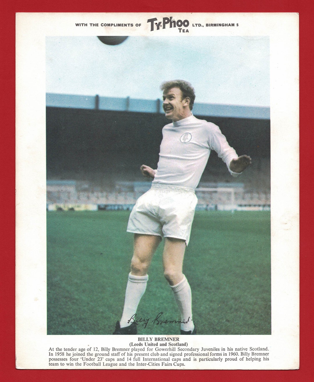 Billy Bremner Leeds United Red Shirt Extra Large Leeds United 1969