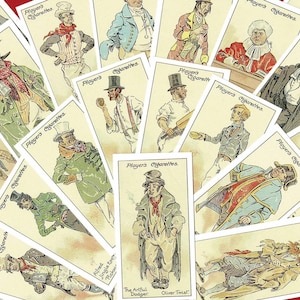 PERSONAGGI DI CHARLES DICKENS Calza della Befana! - Set di carte da gioco per sigarette e tabacco dei giocatori ristampati - Oliver Twist Fagin Artful Dodger Pickwick (VC14)