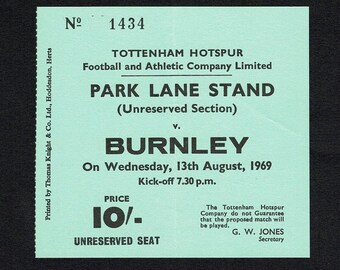 1969 SPURS V Burnley Football Programme Match TICKET