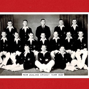 オリジナル 1937 ニュージーランド クリケット カード - ニュージーランド クリケット選手 タバコ 写真 アルダス - ヴィンテージ キウイ クリケット チーム写真 (VC09)